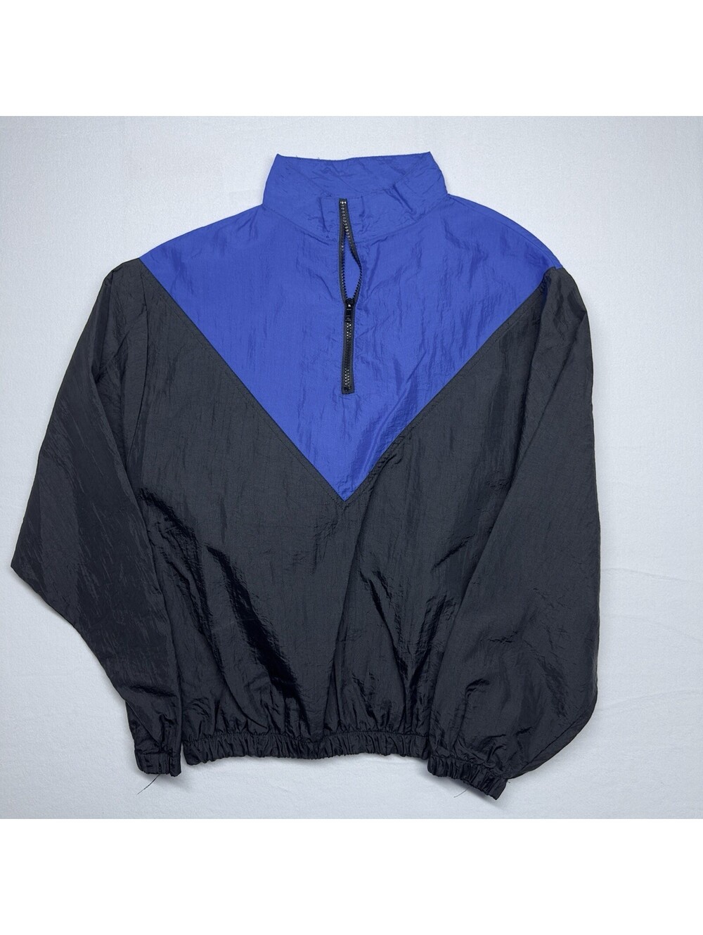Augusta Men’s M Windbreaker Jacket Blue/Black Colorblock Half-Zip Stand Collar